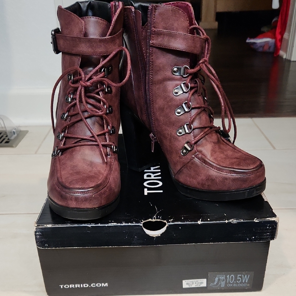 Torrid Maroon Lace-Up Ankle Boots